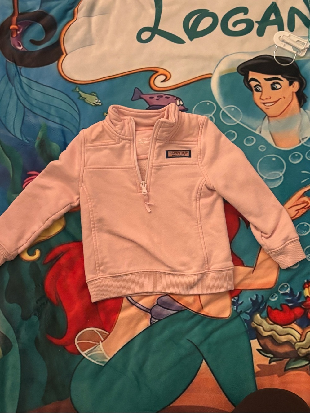 Vineyard Vines Kids Pale Pink Quarter-Zip Sweatshirt